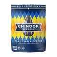Load image into Gallery viewer, Packaging of Chinook Seedery Parmesan & Pepper sunflower seeds with colorful geometric pattern.
